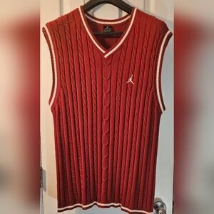 Red Cable Knit Sleeveless Sweater